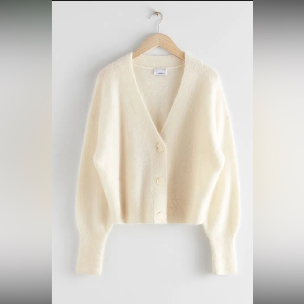& OTHER STORIES Alpaca Blend Puff Sleeve Cardigan Size XS